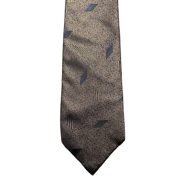 Vintage Anselmo Dionisio Silk Tie Necktie Metallic Bronze Copper Geometric Italy - Picture 2 of 8